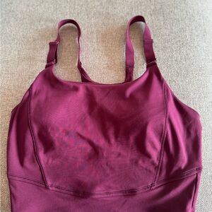 Women's All in Motion Burgundy Sports Bra with adjustable straps
